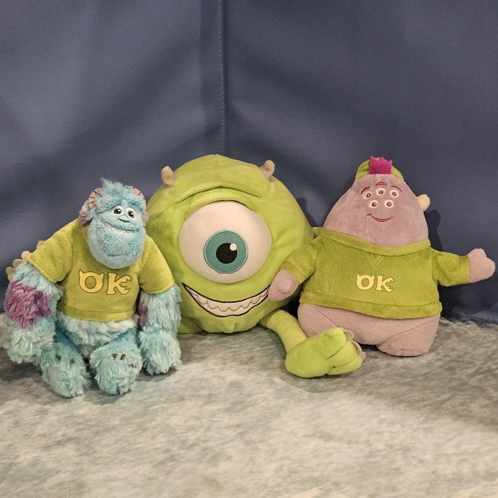 Monsters University Plush Bundle Mike Wazowski Sulley Squishy Disney Pixar Lot